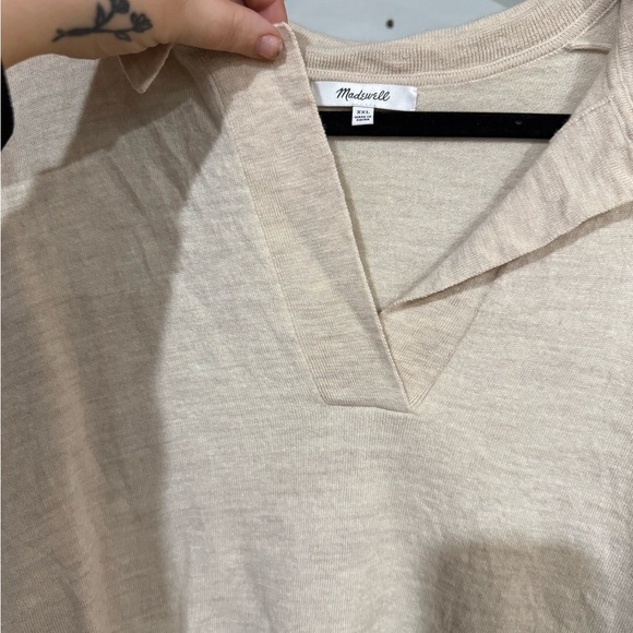 Madewell Cream Button Down Shirt Relaxed Long Sleeve light sweater size xxl - Picture 7 of 7